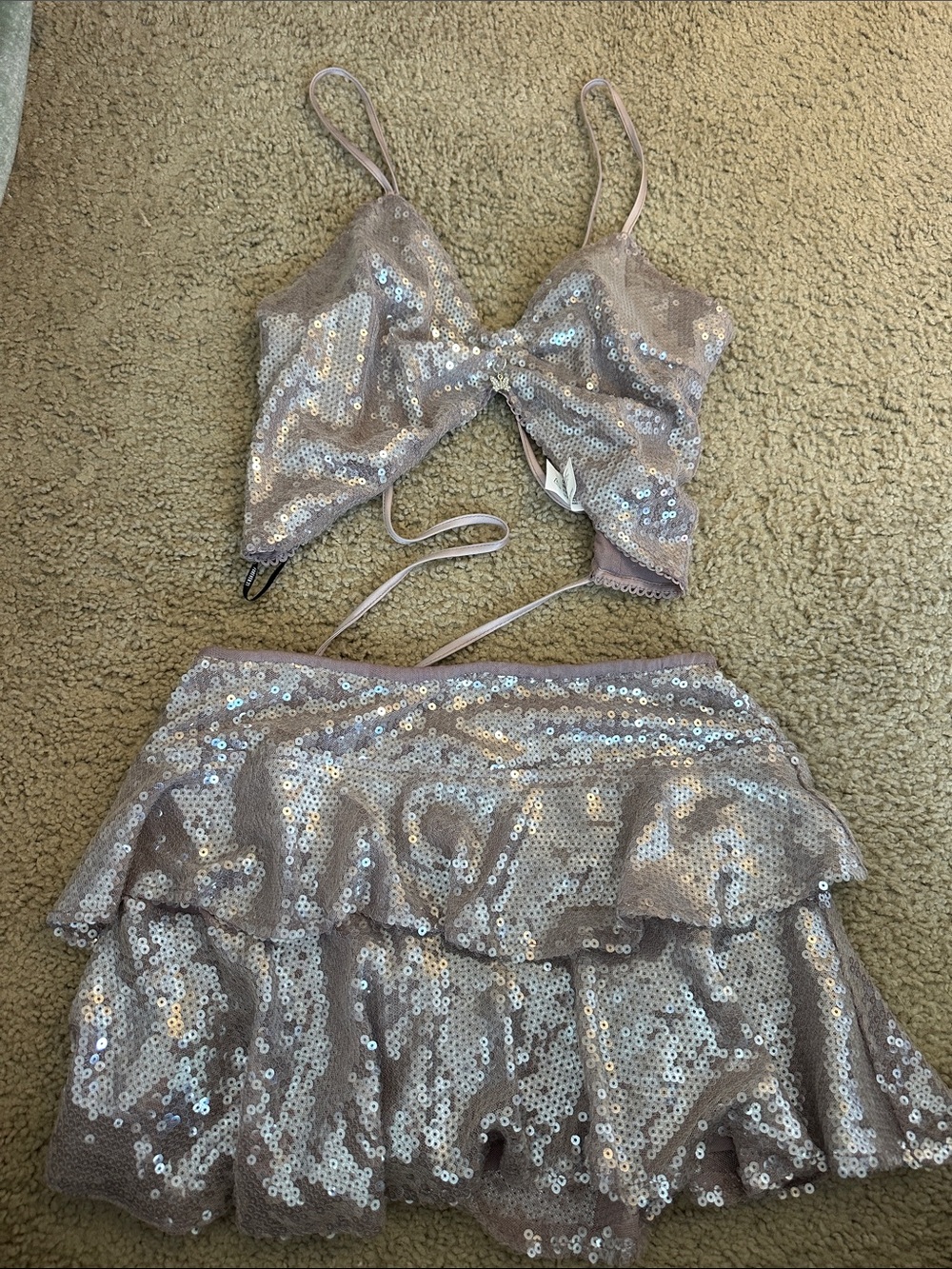 Sequin Bralette and Skirt Set —